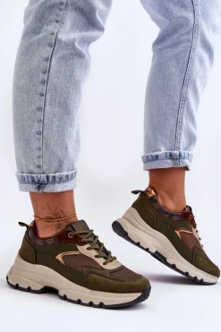 Damskie Boto Sznurowane Buty Sportowe Na Platformie Zielone Escape