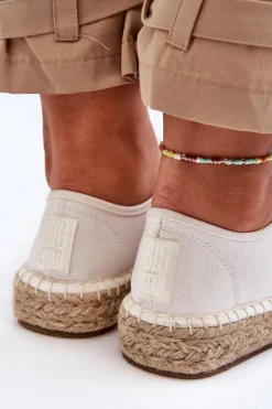 Damskie Big Star Shoes Sznurowane Trampki Espadryle Big Star LL274833 Białe