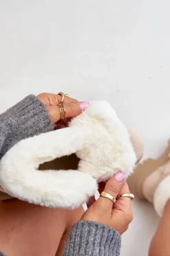 Damskie Boto Sznurowane Trapery Damskie Z Futerkiem Jasnobeżowe Vaminia