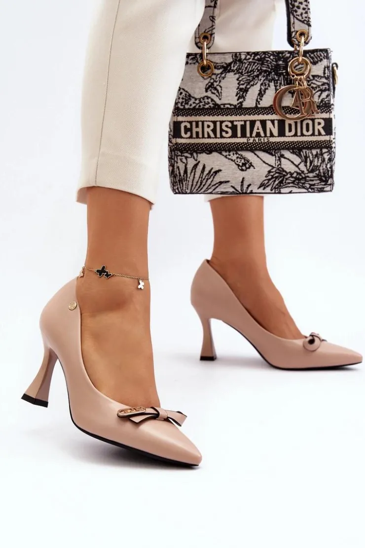 Discount Buty damskie Vinceza Szpiki Eko Skórzane Beżowe Kismetti