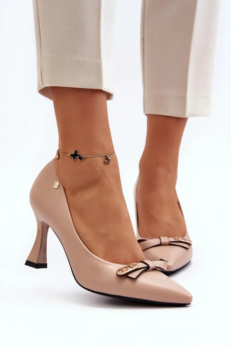 Discount Buty damskie Vinceza Szpiki Eko Skórzane Beżowe Kismetti