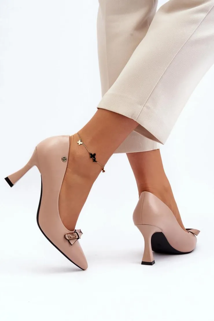 Discount Buty damskie Vinceza Szpiki Eko Skórzane Beżowe Kismetti