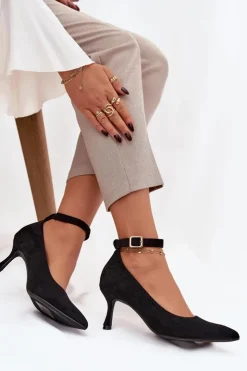 Online Boto Szpilki Czółenka Z Eko Zamszu Czarne Devoria Czarny