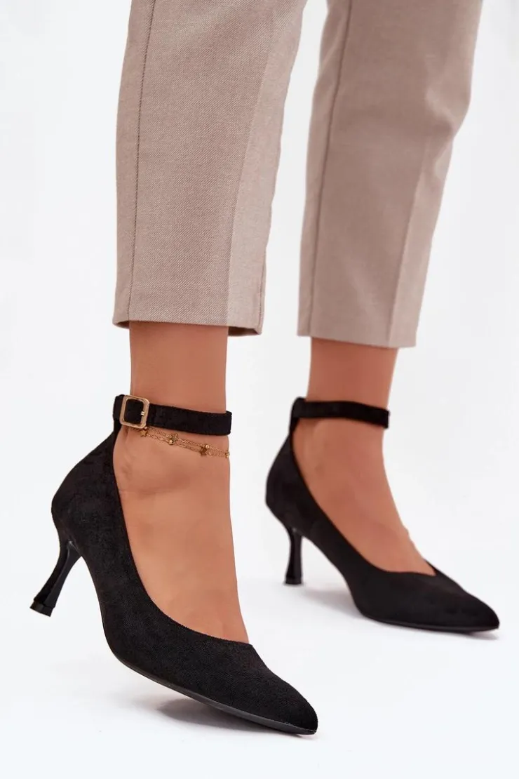 Online Boto Szpilki Czółenka Z Eko Zamszu Czarne Devoria Czarny