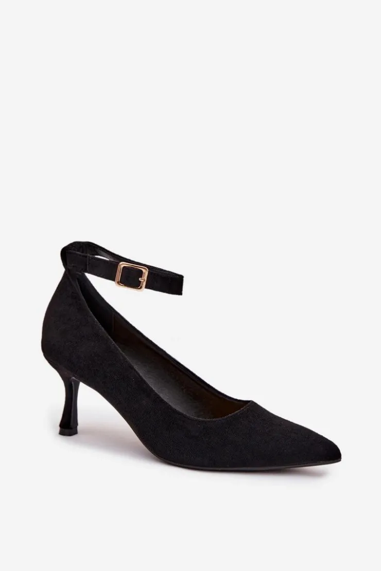 Online Boto Szpilki Czółenka Z Eko Zamszu Czarne Devoria Czarny