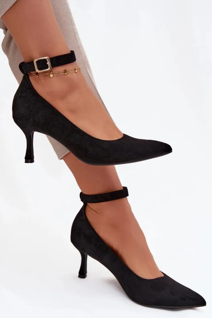 Online Boto Szpilki Czółenka Z Eko Zamszu Czarne Devoria Czarny