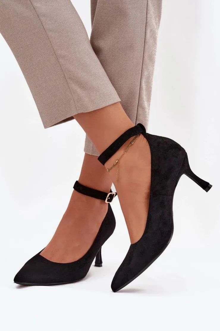 Online Boto Szpilki Czółenka Z Eko Zamszu Czarne Devoria Czarny