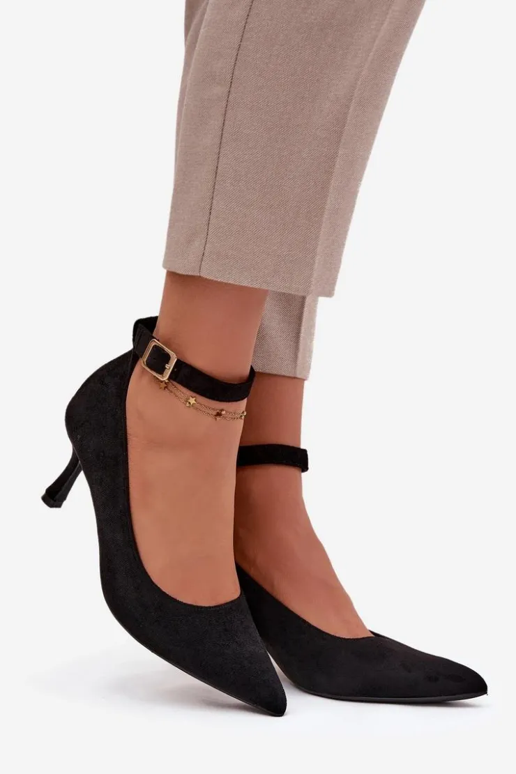 Online Boto Szpilki Czółenka Z Eko Zamszu Czarne Devoria Czarny