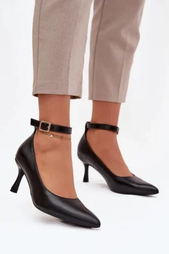 Boto Czółenka Klasyczne*Szpilki Czółenka Z Paskiem Czarne Perrine Czarny