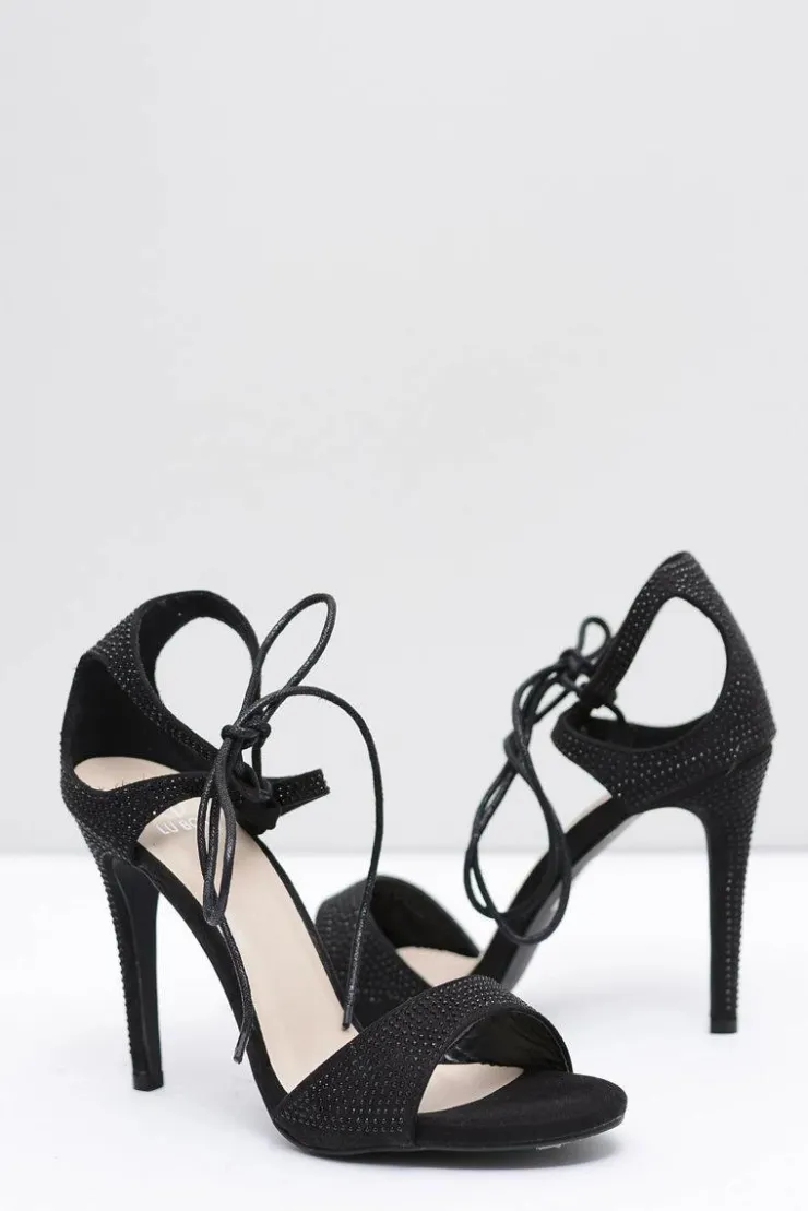 Damskie Boto Szpilki Damskie Czarne z Cyrkoniami Belona