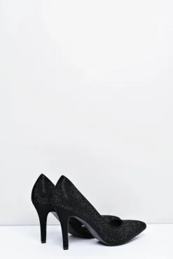 Damskie Boto Szpilki Damskie Czarne Zamszowe Cyrkonie Asymetryczne Santee