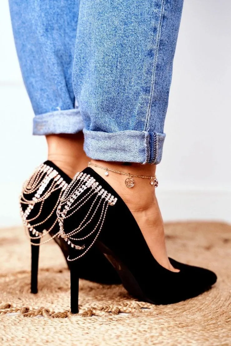 Outlet Boto Szpilki Damskie Czarne Zamszowe Imprezowe Pacardo