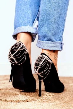 Outlet Boto Szpilki Damskie Czarne Zamszowe Imprezowe Pacardo