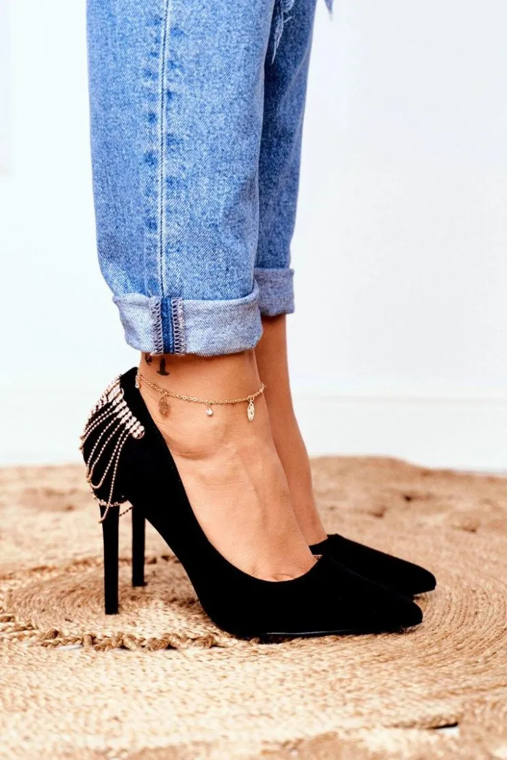 Outlet Boto Szpilki Damskie Czarne Zamszowe Imprezowe Pacardo