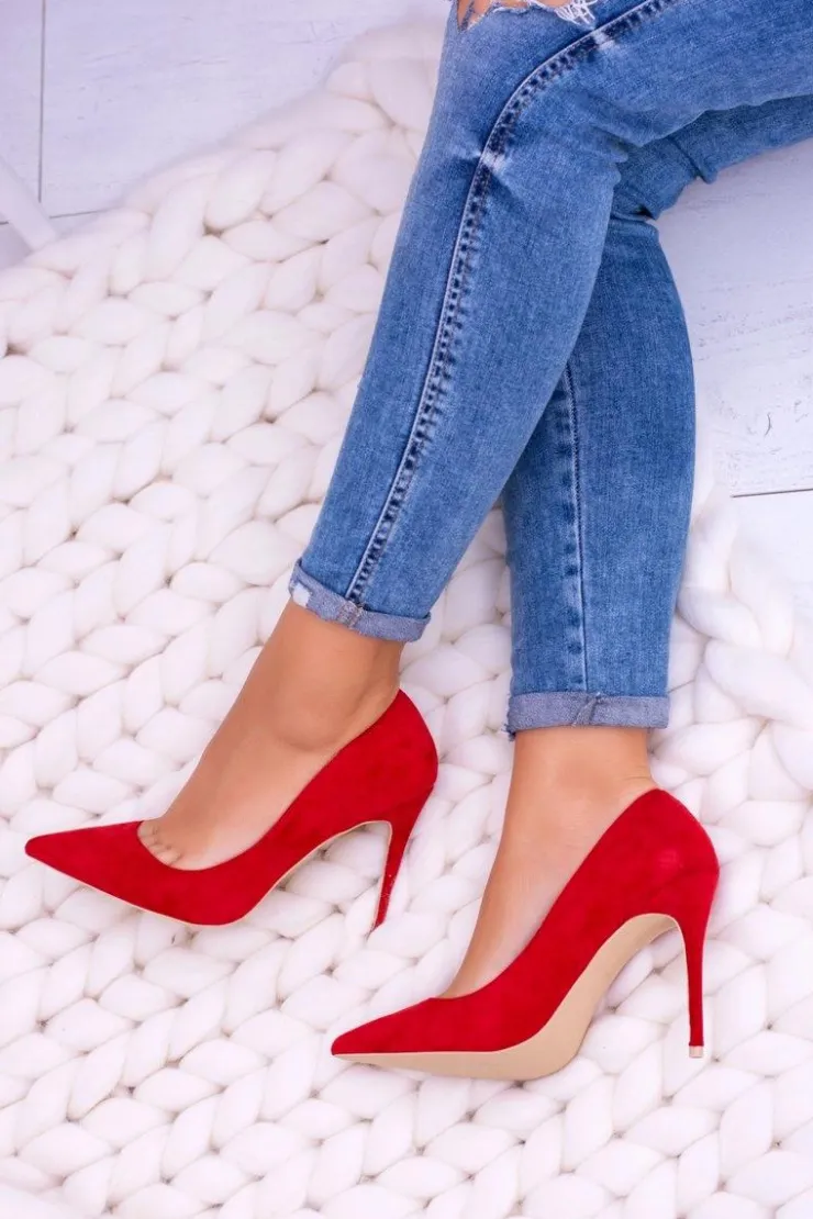 Discount Boto Szpilki damskie Lu Boo Zamszowe Czerwone W Szpic Fione