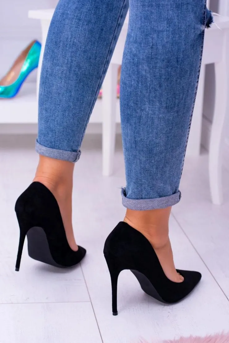 Boto Szpilki Zamszowe*Szpilki damskie Lu Boo Zamszowe Czarne W Szpic Fione