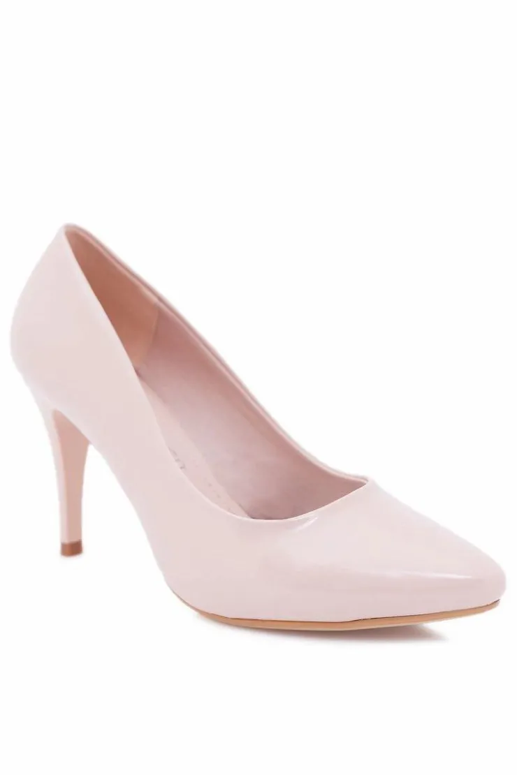 Buty Sergio Leone Szpilki Lakierowane|Czółenka Klasyczne*Szpilki damskie Sergio Leone Lakierowane Beżowe Greca