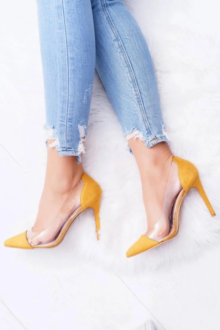 Boto Szpilki Damskie Transparentne W Szpic Żółte Live