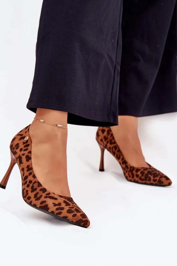 Outlet Buty damskie Vinceza Szpilki Damskie W Panterkę Vinceza 62264 Brązowe