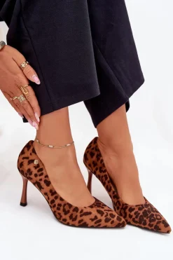 Outlet Buty damskie Vinceza Szpilki Damskie W Panterkę Vinceza 62264 Brązowe