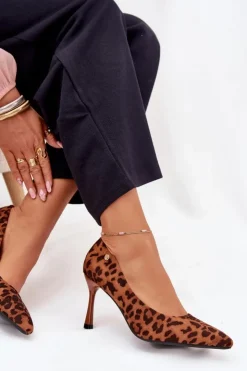 Outlet Buty damskie Vinceza Szpilki Damskie W Panterkę Vinceza 62264 Brązowe