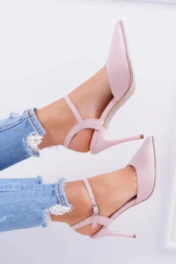 Boto Szpilki Zamszowe*Szpilki Damskie W Szpic Lakierowany Obcas Różowe Trends