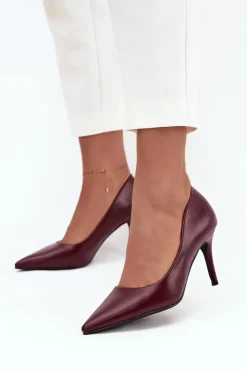 Damskie Boto Szpilki Damskie Z Eko Skóry Bordowe Sivana