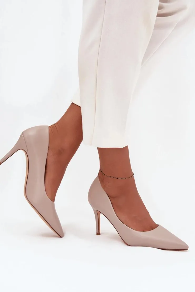 Boto Czółenka Klasyczne*Szpilki Damskie Z Eko Skóry Beżowe Sivana Beżowy