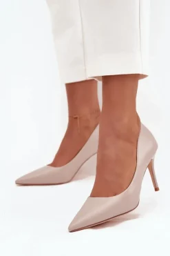 Boto Czółenka Klasyczne*Szpilki Damskie Z Eko Skóry Beżowe Sivana Beżowy