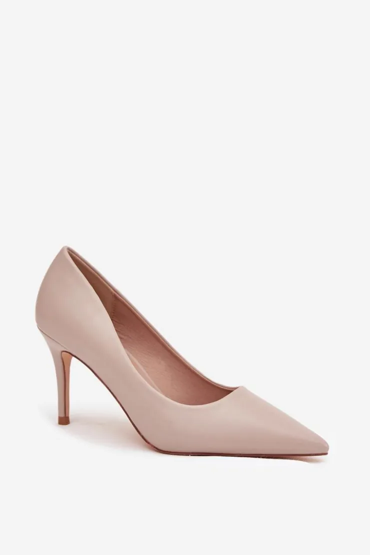 Boto Czółenka Klasyczne*Szpilki Damskie Z Eko Skóry Beżowe Sivana Beżowy