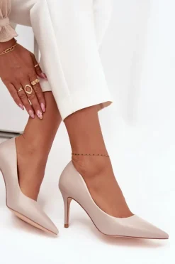 Boto Czółenka Klasyczne*Szpilki Damskie Z Eko Skóry Beżowe Sivana Beżowy