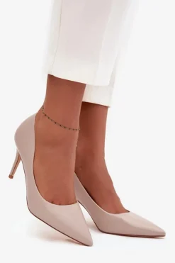 Boto Czółenka Klasyczne*Szpilki Damskie Z Eko Skóry Beżowe Sivana Beżowy