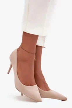 Clearance Boto Szpilki Damskie Z Eko Zamszu Beżowe Elvessa Beżowy