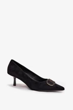 New Boto Szpilki Damskie Z Ozdobnym Detalem Czarne Amelora Czarny