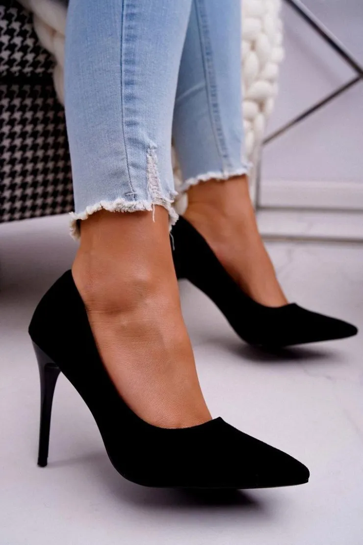 Boto Szpilki Zamszowe*Szpilki Damskie Zamszowe Czarne Betty