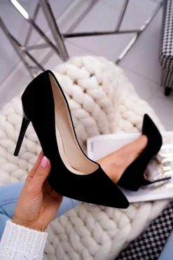 Boto Szpilki Zamszowe*Szpilki Damskie Zamszowe Czarne Betty