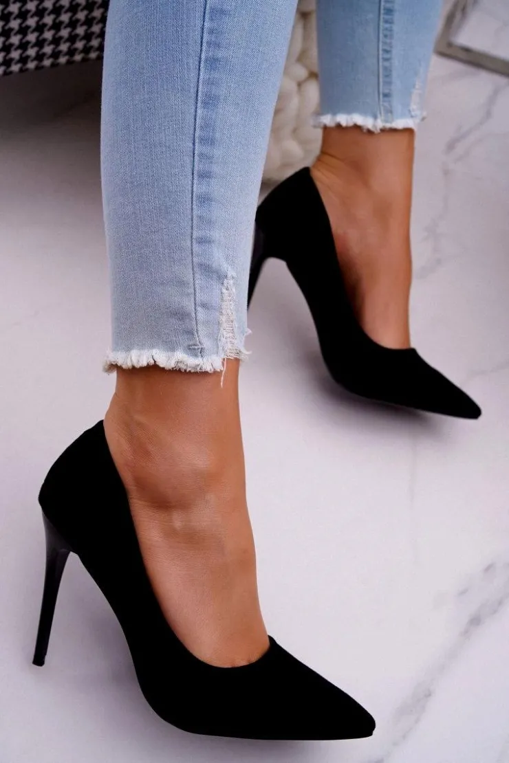 Boto Szpilki Zamszowe*Szpilki Damskie Zamszowe Czarne Betty