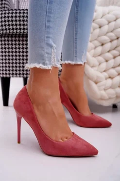 Damskie Boto Szpilki Damskie Zamszowe Różowe Betty