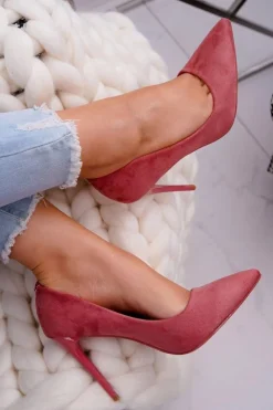 Damskie Boto Szpilki Damskie Zamszowe Różowe Betty