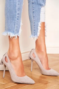 Best Boto Szpilki Damskie Zamszowe W Szpic Szare Leven