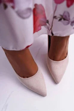 Damskie Boto Szpilki Damskie Zamszowe Beżowe Yanna