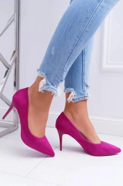 Boto Szpilki Zamszowe*Szpilki Damskie Zamszowe W Szpic Fuksja Cream