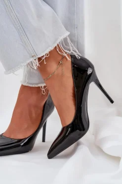 Discount Boto Szpilki Lakierowane Ze Szpiczastymi Noskami Czarne Omenra