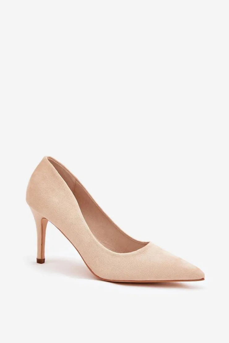 Sale Boto Szpilki Z Eko Zamszu Beżowe Vannith