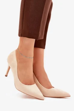 Sale Boto Szpilki Z Eko Zamszu Beżowe Vannith