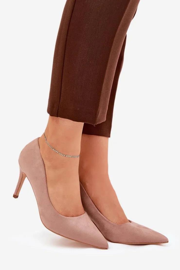 Boto Czółenka Klasyczne*Szpilki Z Eko Zamszu Khaki Vannith