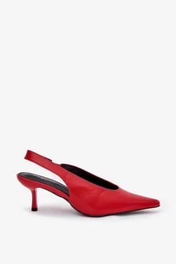 Boto Czółenka Klasyczne*Szpilki Z Odkrytą Piętą Eko Skórzane Czerwone Aricandia Czerwony