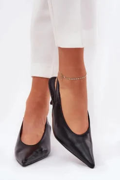 Discount Boto Szpilki Z Odkrytą Piętą Eko Skórzane Czarne Aricandia Czarny