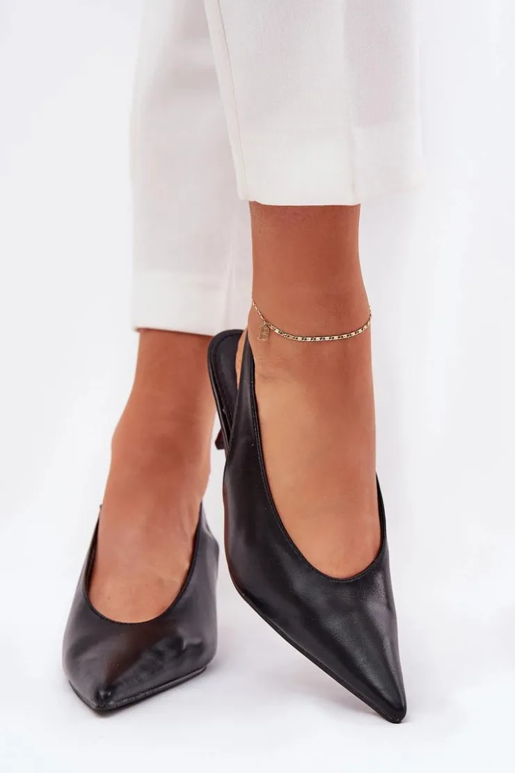 Discount Boto Szpilki Z Odkrytą Piętą Eko Skórzane Czarne Aricandia Czarny