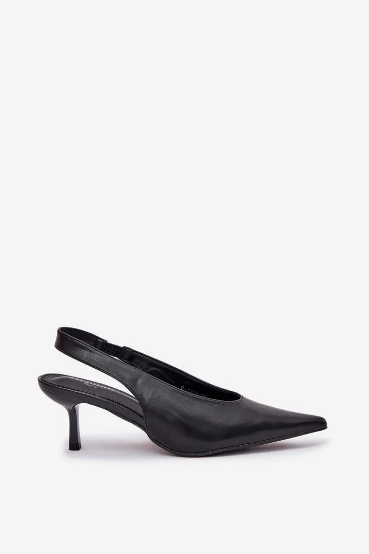 Discount Boto Szpilki Z Odkrytą Piętą Eko Skórzane Czarne Aricandia Czarny